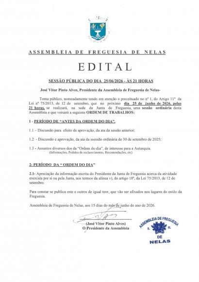 Edital - Assembleia de Freguesia - 25/06/2026